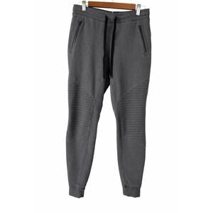 Alo Yoga Urban Moto Joggers Gray Ribbed Zip Pocket Drawstring Athleisure 28x28.5